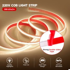 230V 220V COB LED Streifen Stripe Selbstklebend Leiste Band Lichtschlauch 10mm