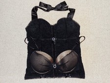 Neckholder-Hemd-BH & Bügel-Schalen-BH Größe 75C schwarz gold 75 C