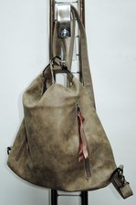 STYLISHER 2 IN 1 RUCKSACK TASCHE BAG UMHÄNGETASCHE SCHLAMM BRAUN BEIGE