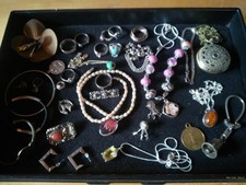 Schmuck Konvolut/Sammlung, Modeschmuck, teils echt Silber 
