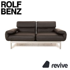 Rolf Benz Plura Zweisitzer Sofa veganes Leder (Textilleder) Schwarz Grau