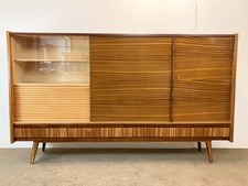 Highboard Palisander 60er Jahre mit Barfach und Glasschiebetür restauriert