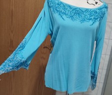 Pulli Gr.M /38 türkis Futura Moda dünn , sehr edel mit Perlen  wie neu!