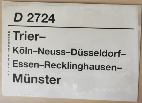 Zuglaufschild zug - zuglaufschild, d-zug