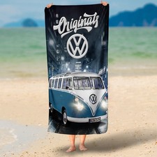 VW Volkswagen Bulli blau Strandtuch 75x150 cm 100% Baumwolle Handtuch Badetuch