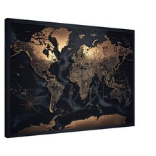 Weltkarte Leinwandbild Gold