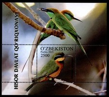 Vögel. Bienenfresser. Block. Usbekistan 2016