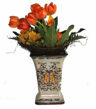 03 China Blumen Vase beige