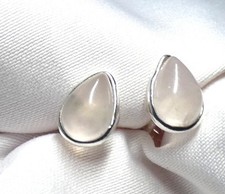 💎Ohrstecker 925 Silber 8,5 x 6,5 Rosenquarz Tropfen filigran gefasst UNIKAT 💎