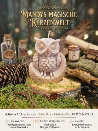 Sojawachskerze eule mond - sojawachskerze,