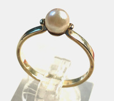 Solider Klassiker 585 Gold 14 K Ring 16,8 mm RG 53  Akoya Perle Juwelier gepfl.