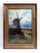 Hermann BAISCH 1846-1894 Ölgemälde SIGNIERT datiert 1887 antik Windmühle Frauen