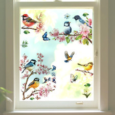 9 Blatt Frühling Fensterbilder Blumen Wiese Vögel Schmetterlinge Fensterdeko