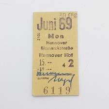 Fahrkarte vom 30.05.1969, Monatskarte Juni 69 Mon Hannover Bismarckstraße 