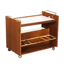 Vintage Servierwagen Laminat Walnuss Furniert Design der 70er Jahre