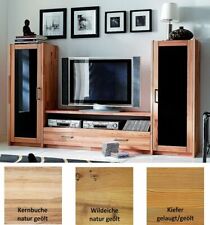 Massivholz Anbauwand mit Glastüren geölt Schrankwand Wohnwand Wohnzimmer-schrank