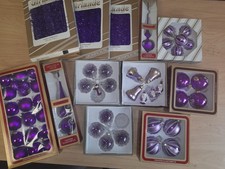 Weihnachtsbaumschmuck Kugeln Spitze Girlande lila 53 Teile Weihnachtsdeko