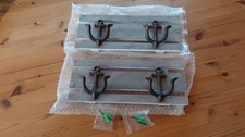 Wandgarderobe maritim Hakenleiste mit 2 Haken grau-braun Anker 2 Stück