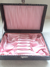 DDR  kleiner leerer Besteckkasten schwarzbraun für 6 Kaffeelöffel / Kuchengabeln