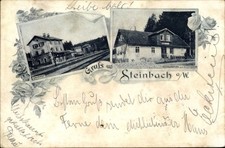 Ak Steinbach am Wald Oberfranken, Bahnhof, Restauration zur Eisenbahn - 10895661