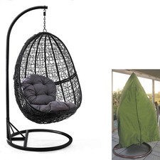 Luxus Hängesessel mit Gestell Schwarz Sitzkissen Grau XL + Cover Grün