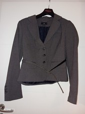 H&M Damen Blazer Business Kariert Karo Optik mit Tailen Gürtel Gr. 40