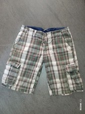 Herren Cargo Bermuda Karo Optik Kariert Grün Grau Kurze Hose  Gr.  S M 