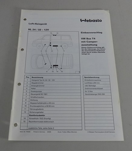 Einbauanweisung webasto - einbauanweisung,