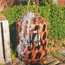 Laterne Chic Antique mocca Flechtkunst echt Holz H71 / D46 cm