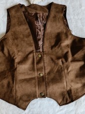 Damen Weste Braun Stoff Leder