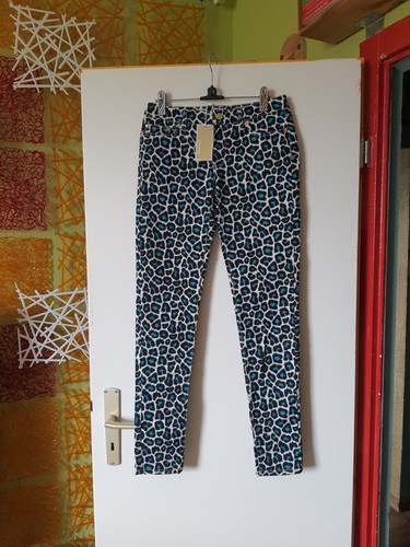 Türkis leopardenmuster jeans - türkis,