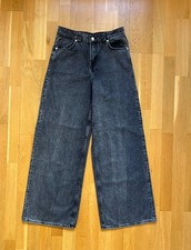 wie neu: Jeans H&M Denim Hose Damen weites Bein, Grau/Schwarz, Gr. 34