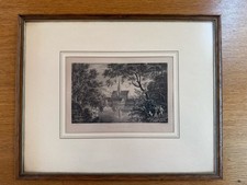 Stahlstich Blaubeuren - Blautopf und Kloster - Worms,   Mayer - gerahmt