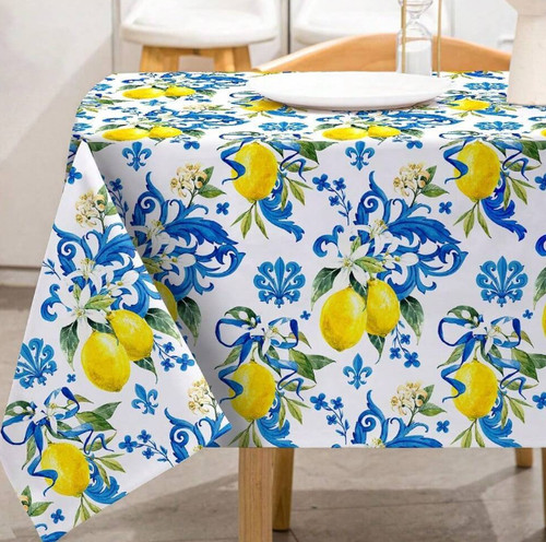 Zitrone bedruckte tischdecke - zitrone,