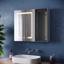 Spiegelschrank 70x60 Bad mit LED Beleuchtung Wandschrank Beschlagfrei Steckdose