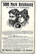 Mos- Magasinet Kopenhagen Dänemark Mos- Balsam Haarwuchsmittel Annonce von 1909