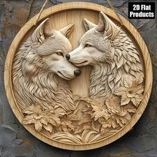 Wolf Paar Holz Wand-Deko