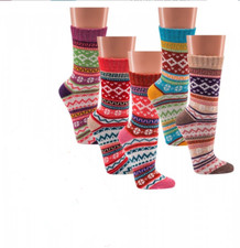 3 o. 6 Paar bunte Norweger Socken Baumwolle schönes Muster Hygge Damen Mädchen
