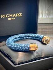 Tango Rochenleder Citrin Armspange Armreif _ Blau Gold _ Guter Zustand