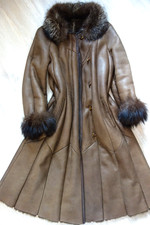 Herrlicher  Lammfellmantel Gr.38 40  Lammfell Silberfuchs Pelzkragen A-Linie