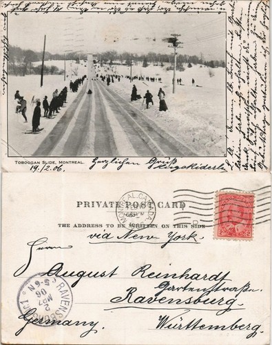 Postcard montreal toboggan - montreal,