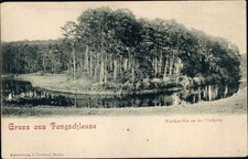 Ak Fangschleuse Grünheide in der Mark, Waldpartie an der Löcknitz - 10575017