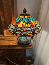 Alte Tiffany Stand Tisch Lampe Nacht  Tischlampe Tiffanylampe  Libelle!