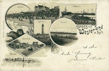 Ansichtskarte Westerland Sylt 1896 Strand Straße Leuchtturm Munkmarsch (Nr.849)
