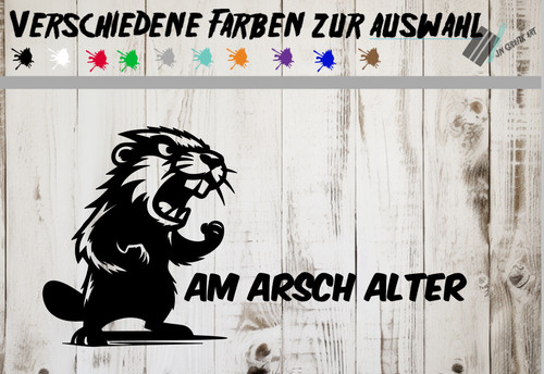 Aufkleber biber arsch - am, auto