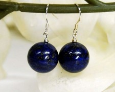 Ohrringe aus dem Edelstein Lapislazuli in Kugelform Ø-12 mm 925 Silber Ohrhaken