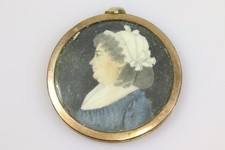 Anhänger 8K/333er Gold geprüft mit Miniaturmalerei Portrait um 1800  (GV464)