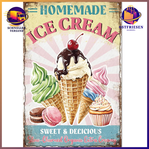 Eiscreme blechschild retro - eiscreme,