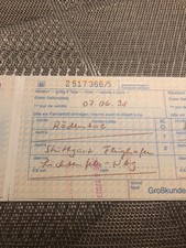 DB Fahrkarte Eisenbahn 1998 Rödental - Stuttgart