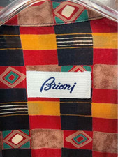 Brioni For Neiman Marcus  XXL wie XXXL Herren Hemd  100% Rayon Italy Print Kurza